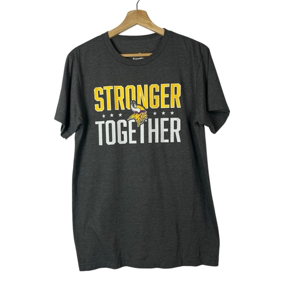 Fanatics Gray Minnesota Vikings Stronger Together Unisex Crewneck T-Shirt M - Picture 1 of 4